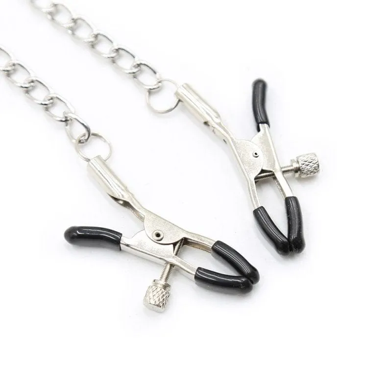 0221DL      Serving Chains Collar, Nipple and Pussy Clamps Set