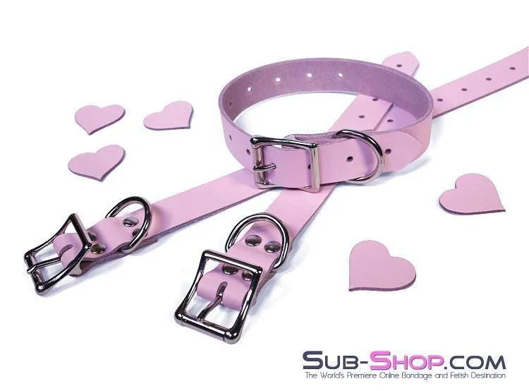 0886A-SIS      Pretty Sissy Princess Pink Sissy Bimbo Leather Buckling Bondage Straps