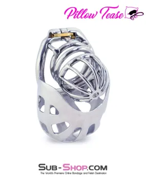 0995AR      Balls and All Full Coverage Locking Steel Chastity Device, 2" Cock Ring