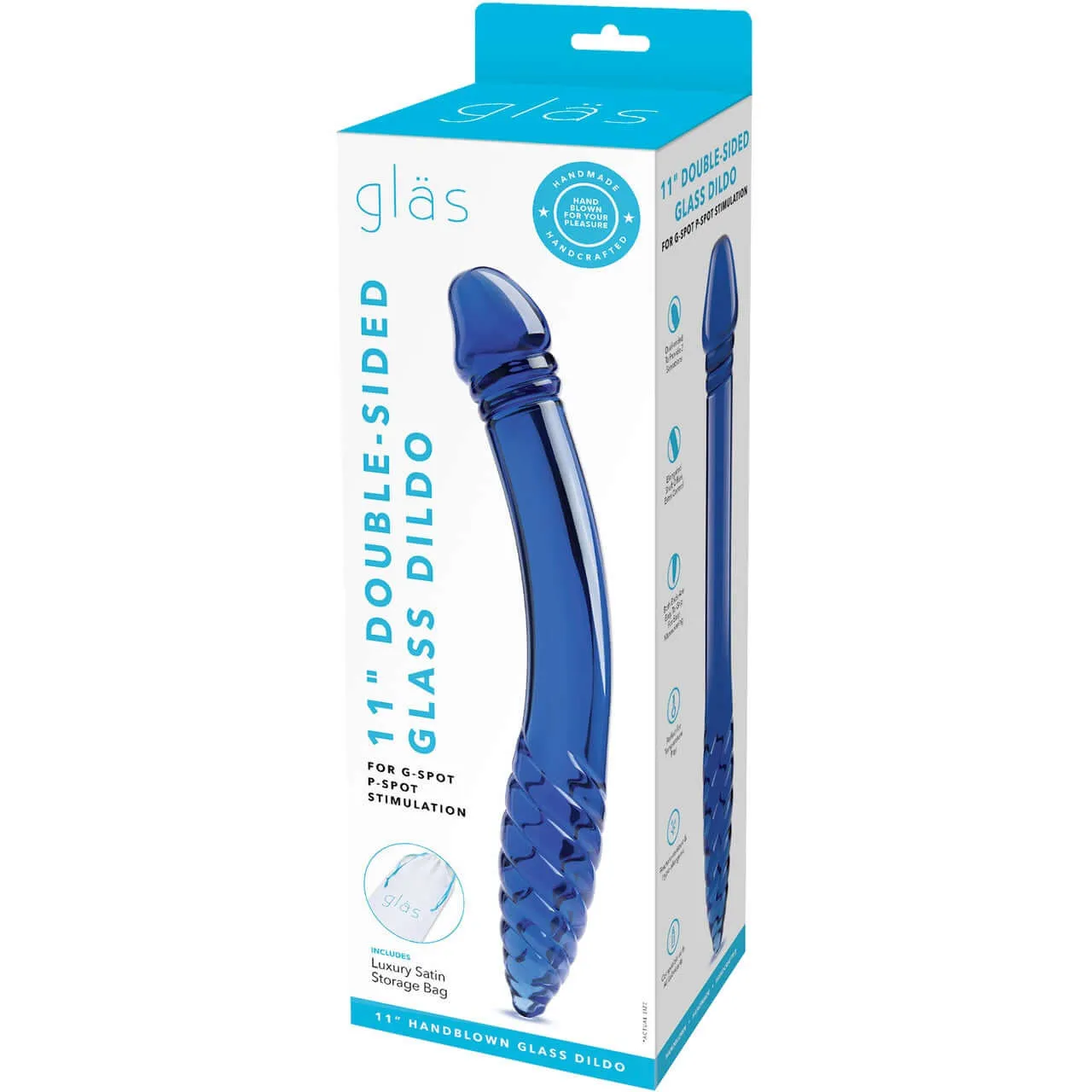 11 Inch Double-Sided Glass Dildo for G-Spot & P-Spot Stimulation - Smooth & Textured Ends