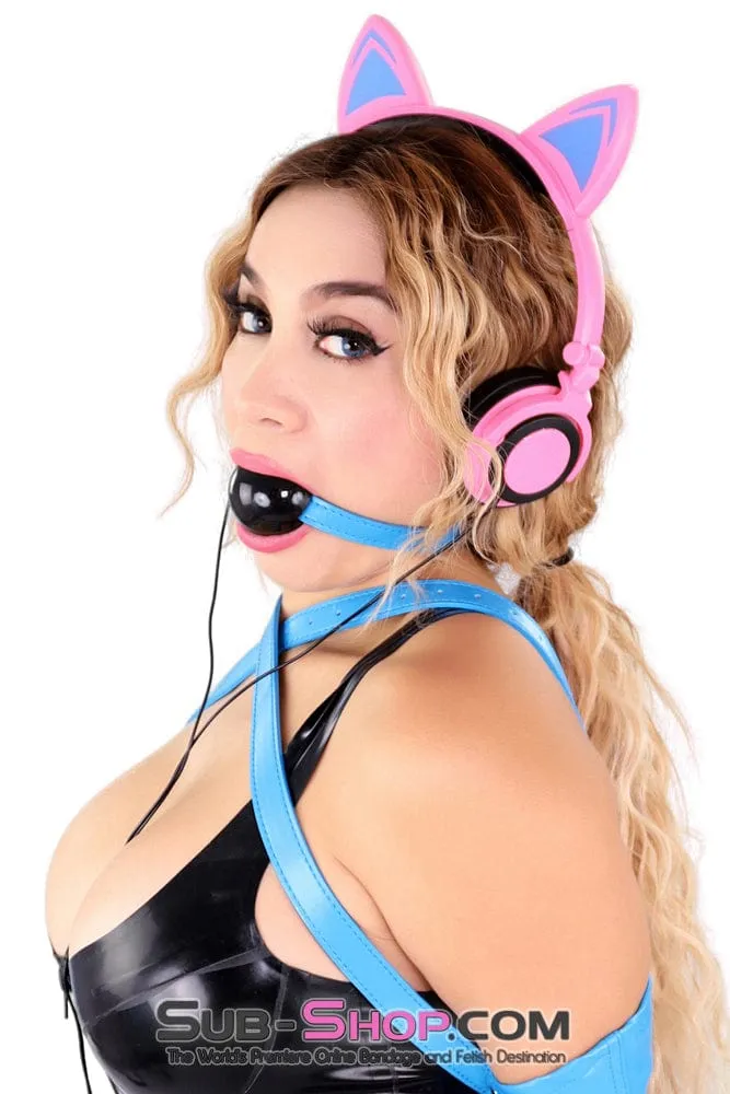 1617DL      Black Rubber Ballgag on Tantric Blue Strap - MEGA Deal
