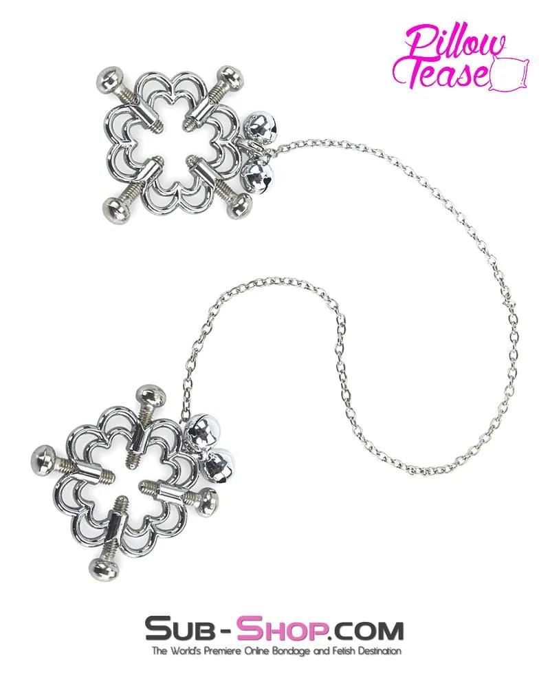 1761MQ      Adorned and Belled Nipple Cage Jewelry with Removable Chain - LAST CHANCE - Final Closeout!