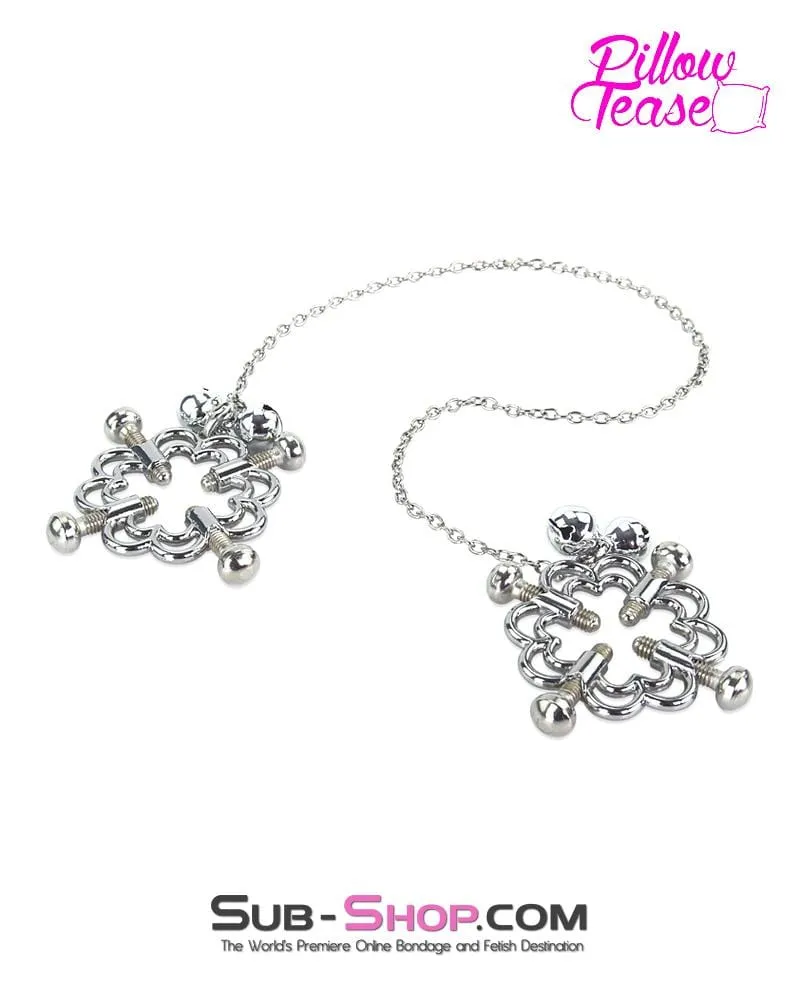 1761MQ      Adorned and Belled Nipple Cage Jewelry with Removable Chain - LAST CHANCE - Final Closeout!