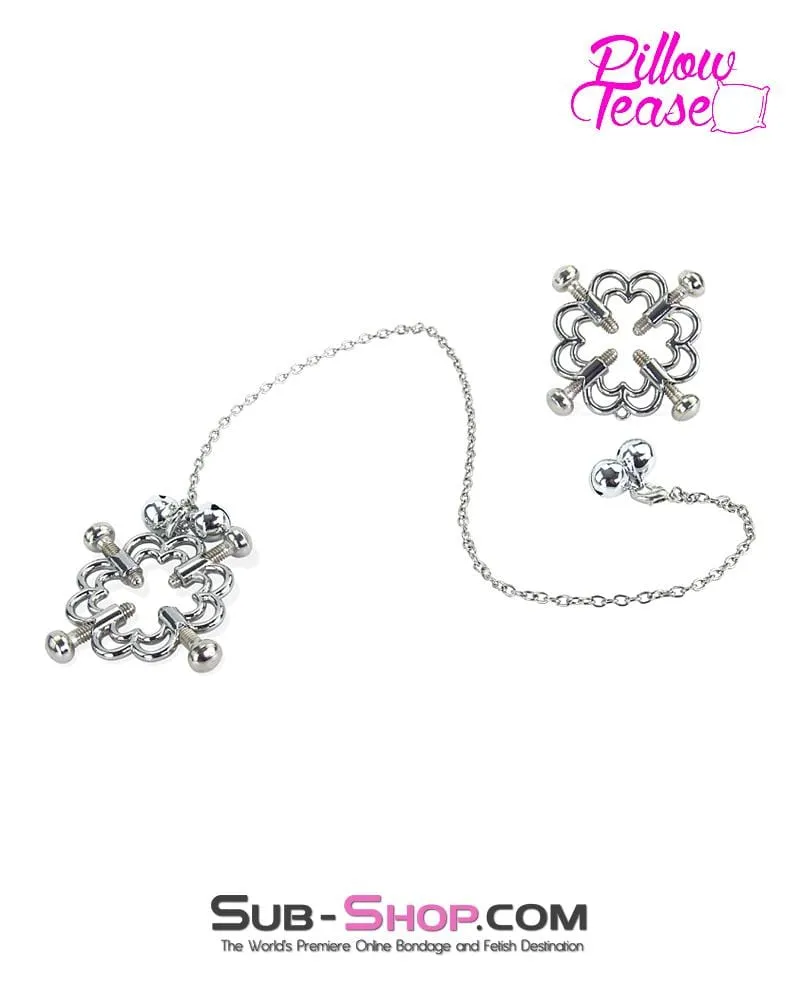 1761MQ      Adorned and Belled Nipple Cage Jewelry with Removable Chain - LAST CHANCE - Final Closeout!