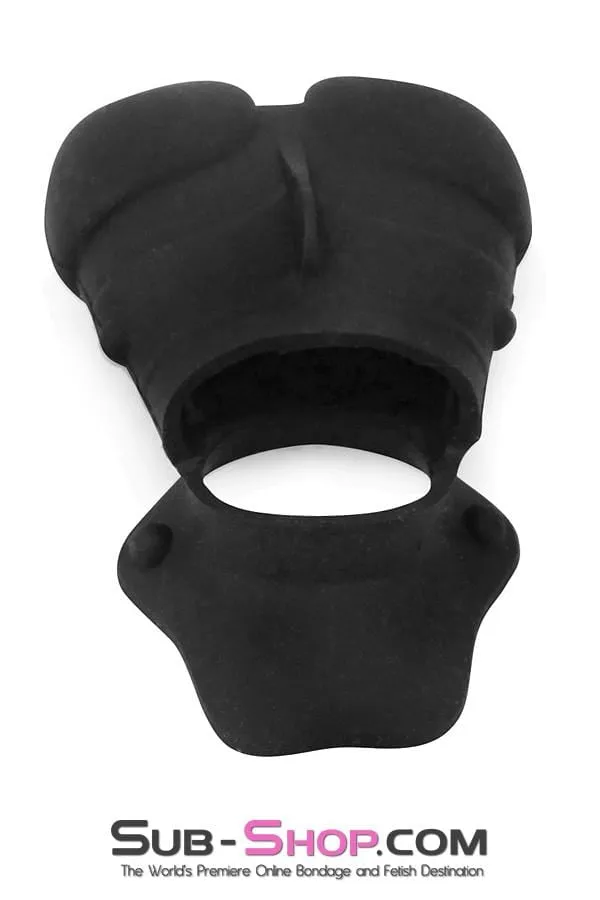 1765M      Black Silicone Cock Ring with Ball Cage