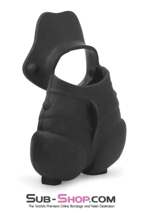 1765M      Black Silicone Cock Ring with Ball Cage