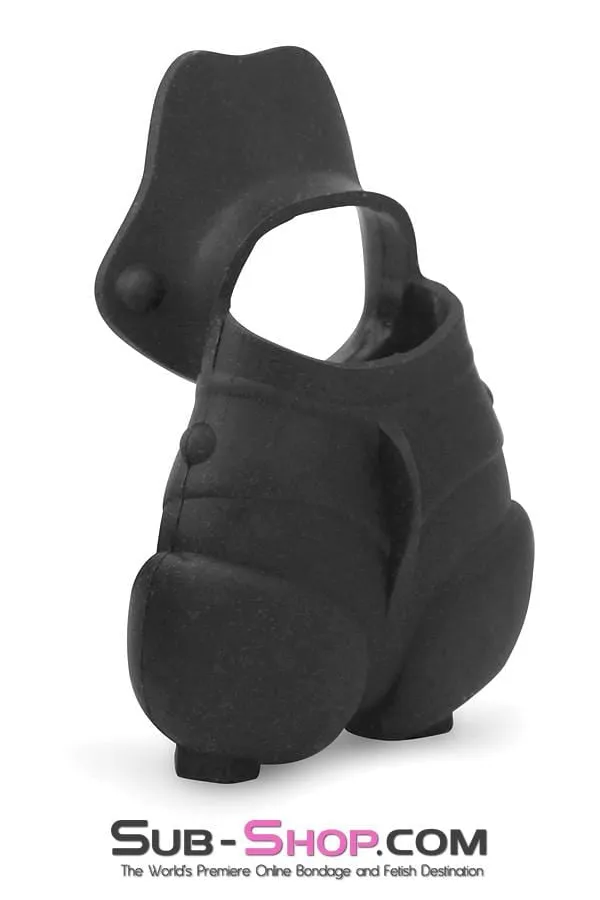 1765M      Black Silicone Cock Ring with Ball Cage