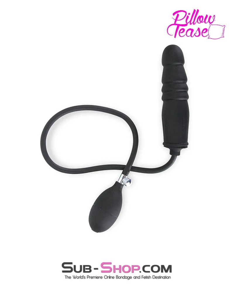 1820MQ      Inflatable Ribbed Black Rubber Dildo