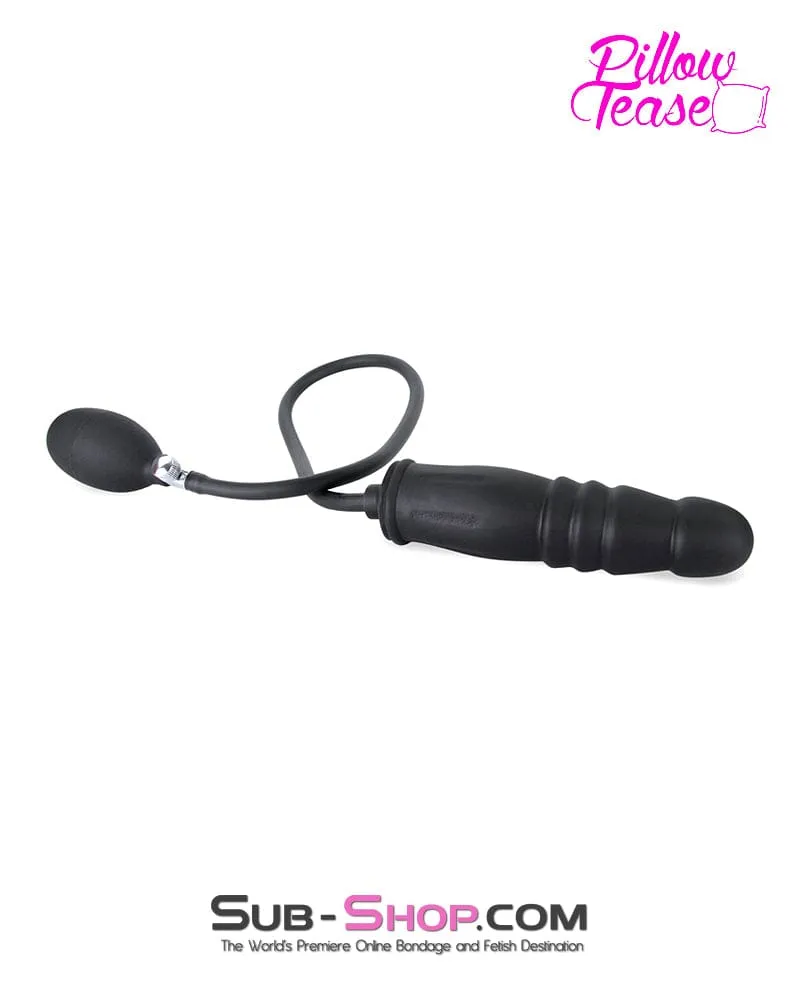 1820MQ      Inflatable Ribbed Black Rubber Dildo