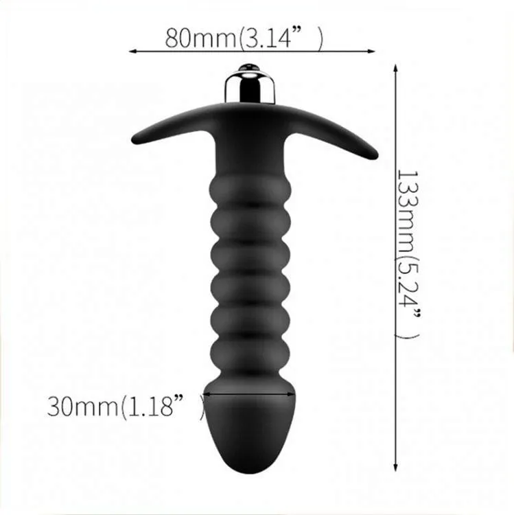 2517M      Ridged Vibrating Silicone Anal Dildo