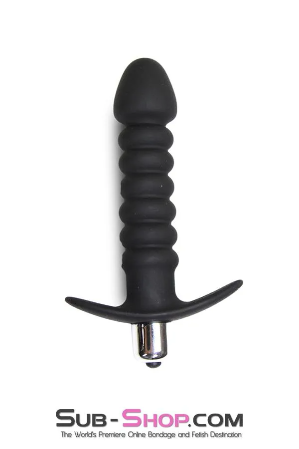 2517M      Ridged Vibrating Silicone Anal Dildo