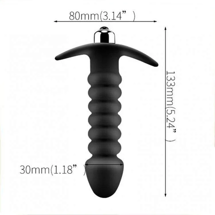 2517M-SIS      Ridged Sissy Vibrating Silicone Anal Dildo