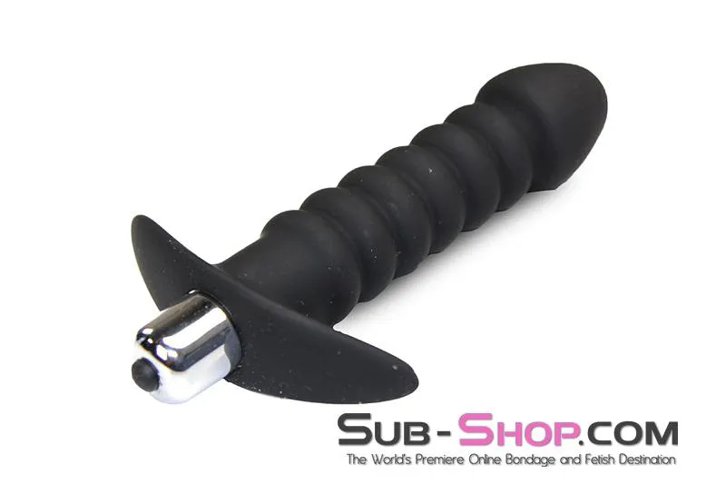 2517M-SIS      Ridged Sissy Vibrating Silicone Anal Dildo