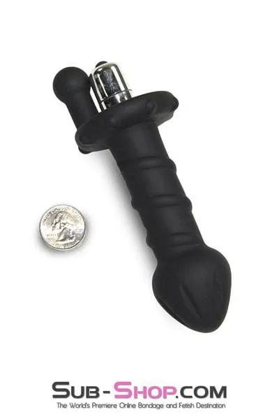 2552M      Black Silicone Twist Anal Dildo Vibrator with Rotation Handle - LAST CHANCE - Final Closeout!