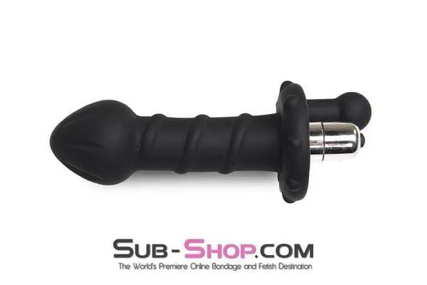 2552M      Black Silicone Twist Anal Dildo Vibrator with Rotation Handle - LAST CHANCE - Final Closeout!