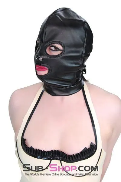 2772M      Soft Leatherette Open Mouth and Eyes Lacing Hood - MEGA Deal!