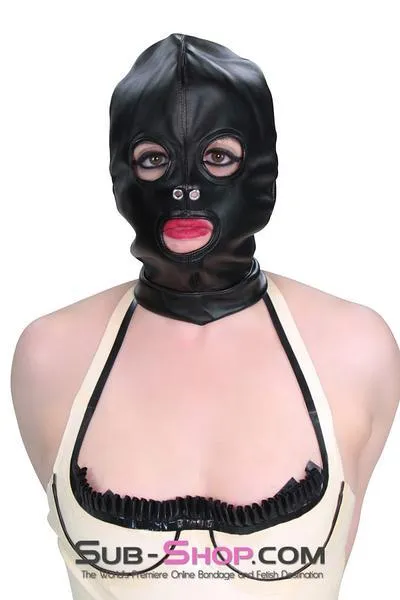 2772M      Soft Leatherette Open Mouth and Eyes Lacing Hood - MEGA Deal!