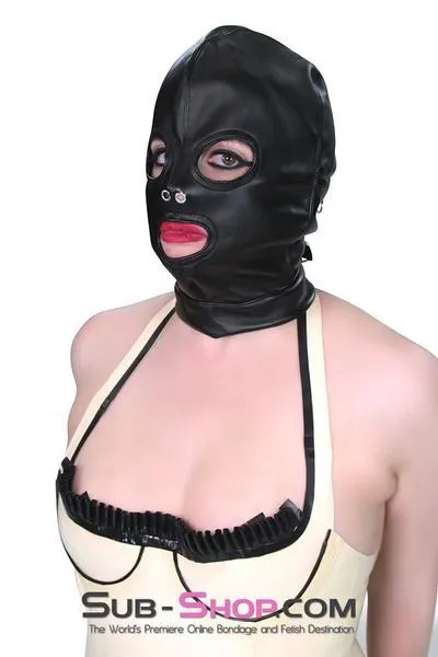 2772M      Soft Leatherette Open Mouth and Eyes Lacing Hood - MEGA Deal!
