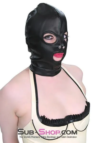 2772M      Soft Leatherette Open Mouth and Eyes Lacing Hood - MEGA Deal!