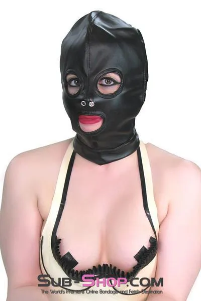 2772M      Soft Leatherette Open Mouth and Eyes Lacing Hood - MEGA Deal!