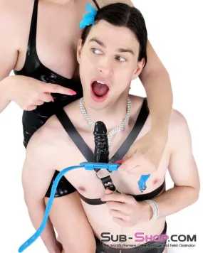 3301MQ-SIS      Pretty Sissy Locking Tantric Sissy Humiliation Blue 4" Penis Gag Deep Throat Trainer