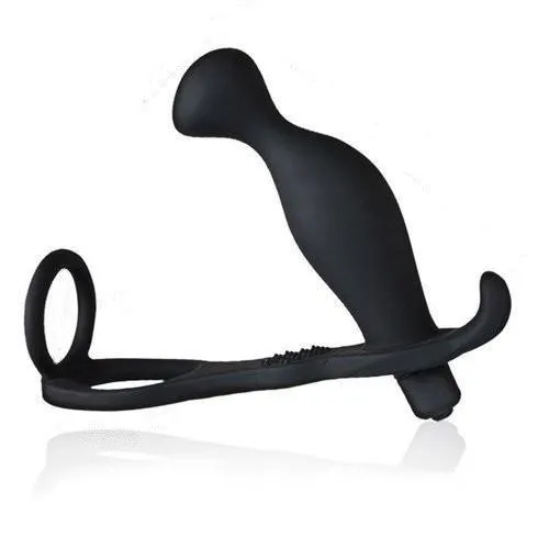 3500M      Balls 'N All Black Silicone P-Spot Vibrator & Cock Rings Set - LAST CHANCE - Final Closeout!