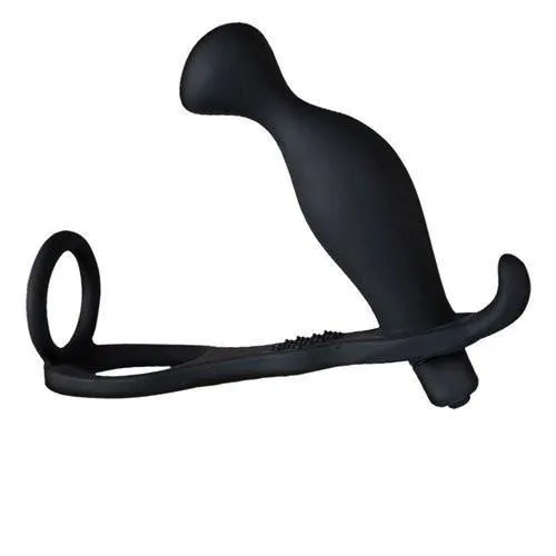 3500M      Balls 'N All Black Silicone P-Spot Vibrator & Cock Rings Set - LAST CHANCE - Final Closeout!