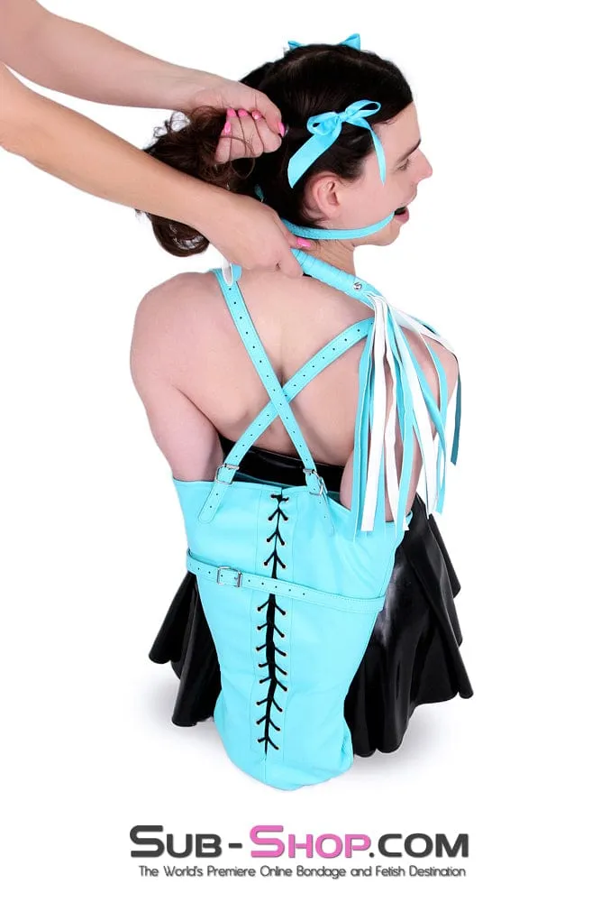 3716RS      Diamond Blue and White Leatherette Fat Tail Whip - MEGA Deal