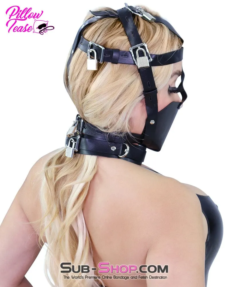 4780DL      Locking Full Face Bondage Trainer with Collar and Gag Hole