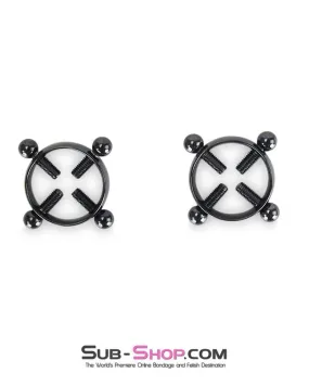 6860AE      Black Nipple Vise Non-Piercing Nipple Jewelry 4 Way Thumb Screw Nipple Clamps - LAST CHANCE - Final Closeout!