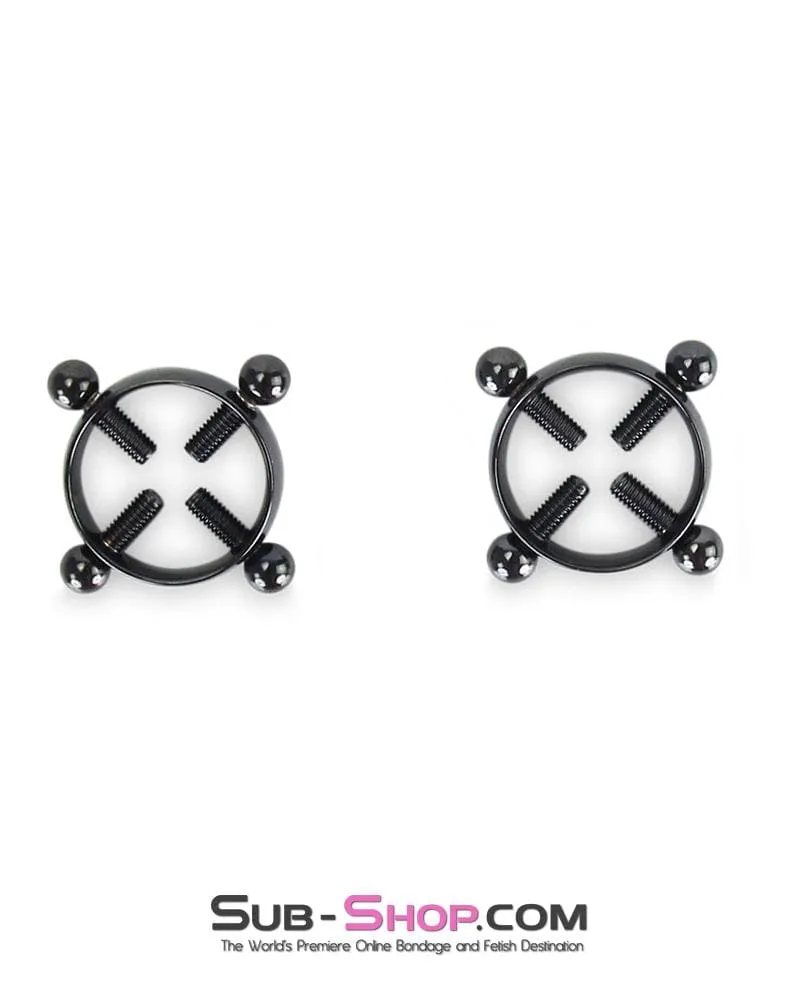 6860AE      Black Nipple Vise Non-Piercing Nipple Jewelry 4 Way Thumb Screw Nipple Clamps - LAST CHANCE - Final Closeout!