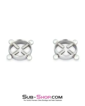 6861AE      Silver Nipple Vise Non-Piercing Nipple Jewelry 4 Way Thumb Screw Nipple Clamps - LAST CHANCE - Final Closeout!