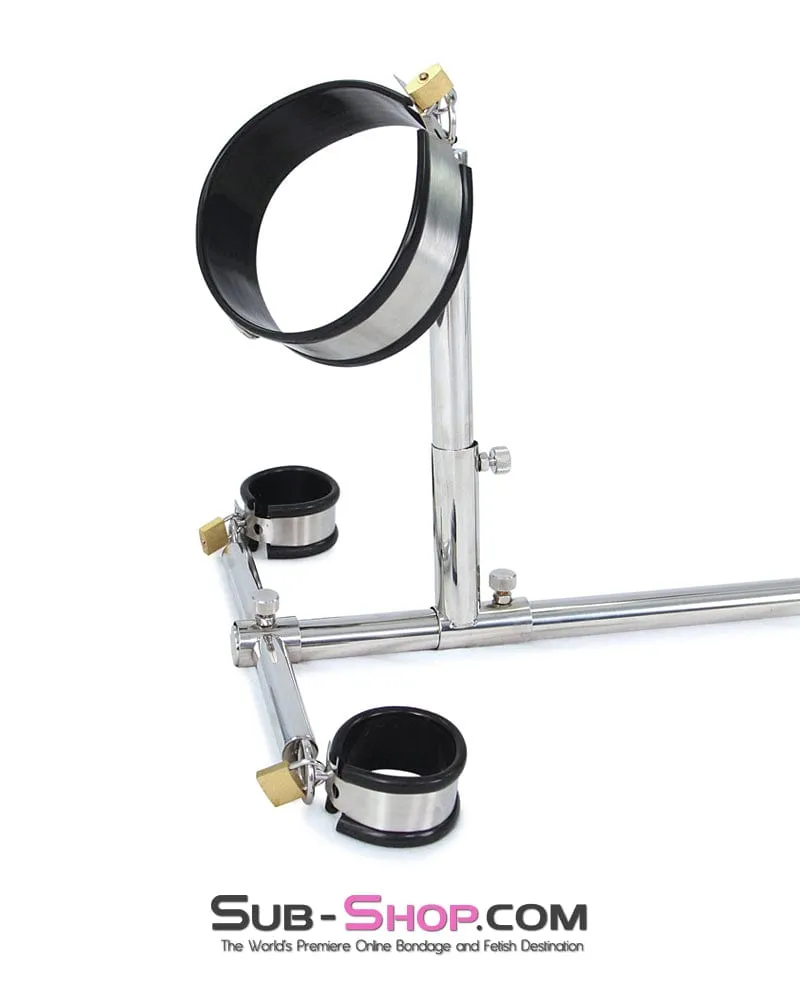 6916M      Dildo Stockade with Rubber Lined Collar, Wrist and Ankle Cuffs