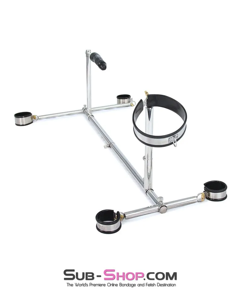 6916M      Dildo Stockade with Rubber Lined Collar, Wrist and Ankle Cuffs