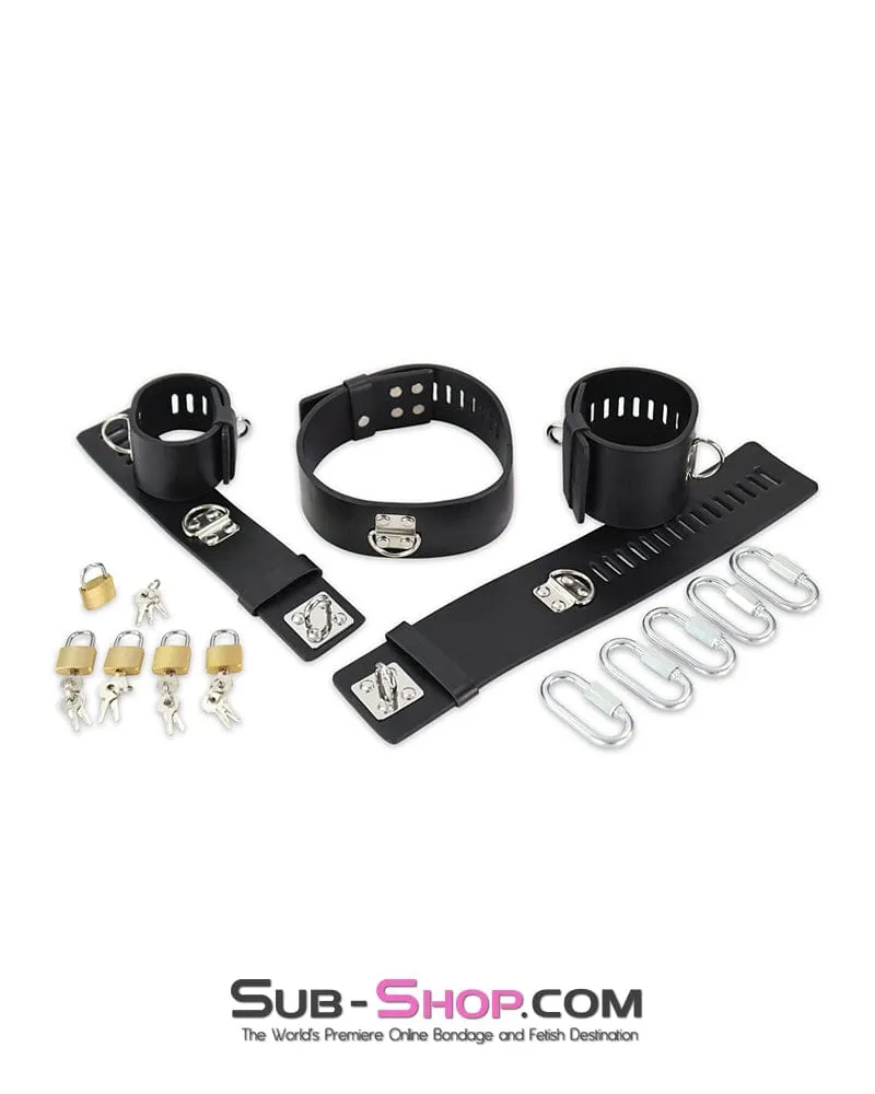 6916M      Dildo Stockade with Rubber Lined Collar, Wrist and Ankle Cuffs