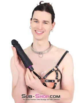 7324M-SIS      Sissy Boy Super-soft 9" Black Silicone Dildo Vibrator
