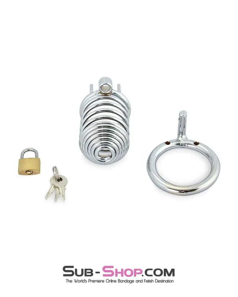 7890M      Wind Him Up Tease and Torment Locking Steel Cock Cage - MEGA Deal