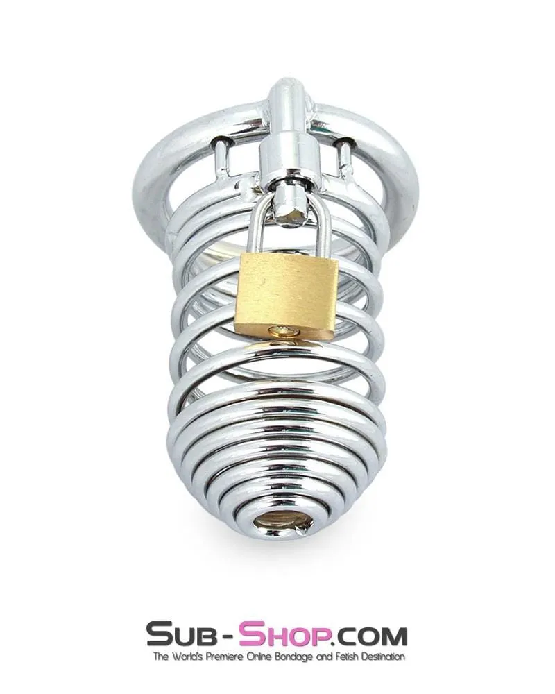 7890M      Wind Him Up Tease and Torment Locking Steel Cock Cage - MEGA Deal