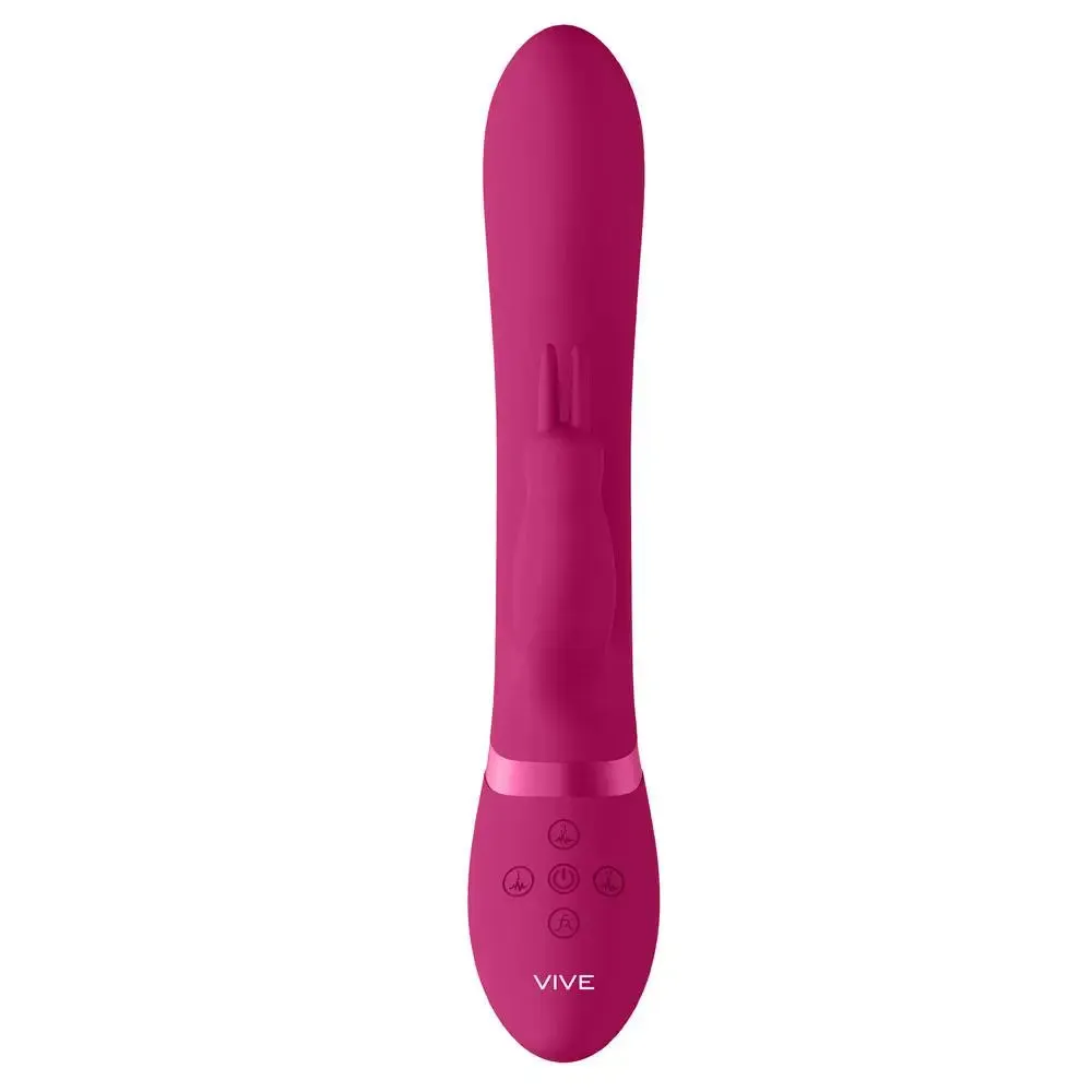 9.1-inch Shots Silicone Pink Rabbit Vibrator with Stimulating Beads