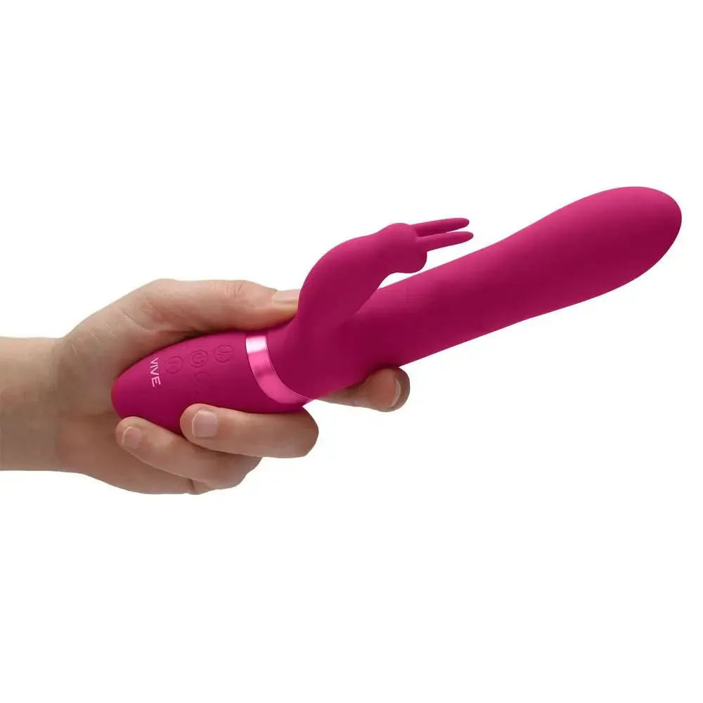 9.1-inch Shots Silicone Pink Rabbit Vibrator with Stimulating Beads
