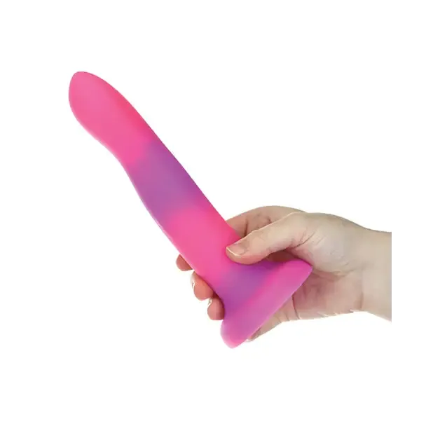 Addiction Rave Bendable 8 in. Silicone Dildo Glow in the Dark Pink Purple