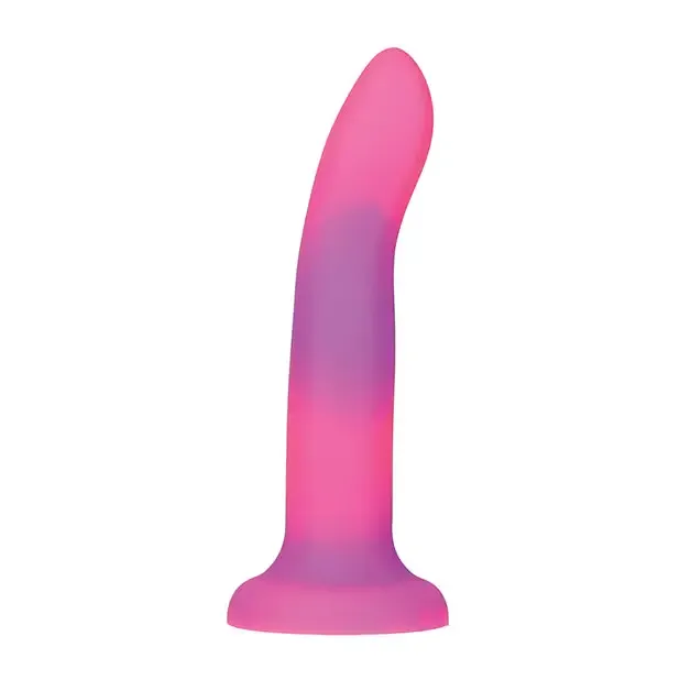 Addiction Rave Bendable 8 in. Silicone Dildo Glow in the Dark Pink Purple