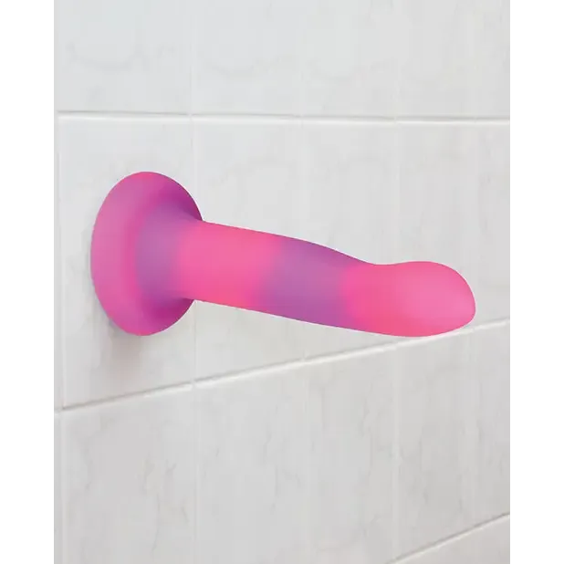 Addiction Rave Bendable 8 in. Silicone Dildo Glow in the Dark Pink Purple