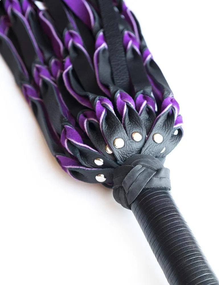 Braided Leather Flogger, Purple & Black