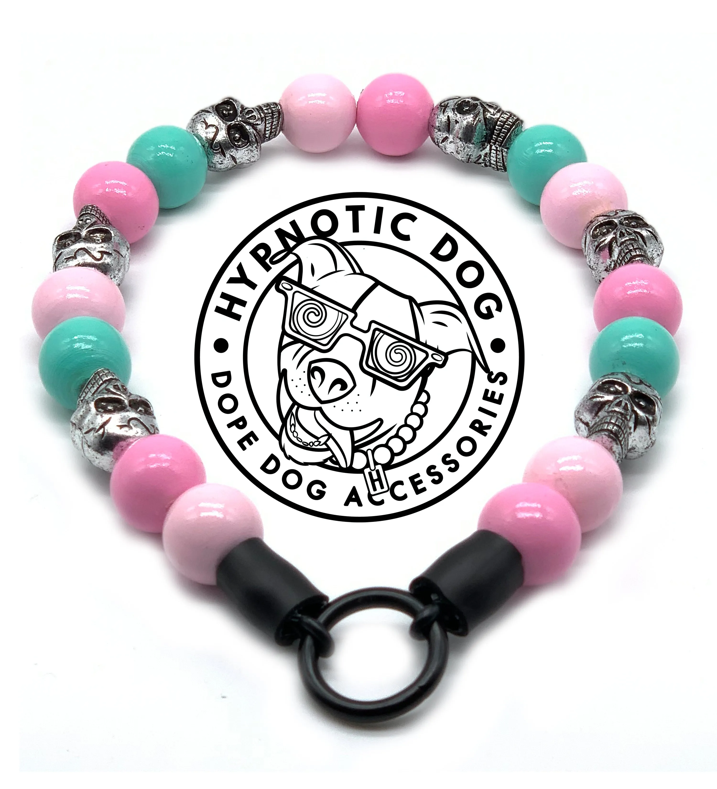 Cotton Candy Skull Bead Collar
