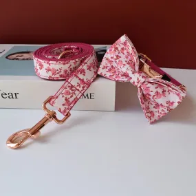 Custom metal buckles engraved floral Dog Collar Bowtie Leash| Personalized Collar Bowtie Leash