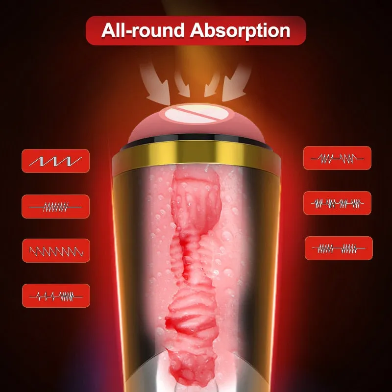 Electric Masturbation Cup 18cm Deep Masturbator Male Pulse Vibrating Soft Silicone Mute Strong Vibration Erotic Sex toys for Men