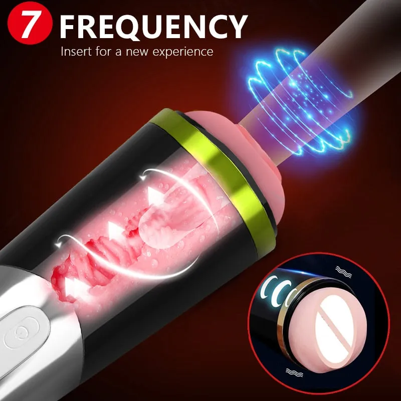 Electric Masturbation Cup 18cm Deep Masturbator Male Pulse Vibrating Soft Silicone Mute Strong Vibration Erotic Sex toys for Men