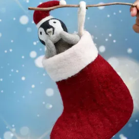 Felt Penguin in Stocking Toy