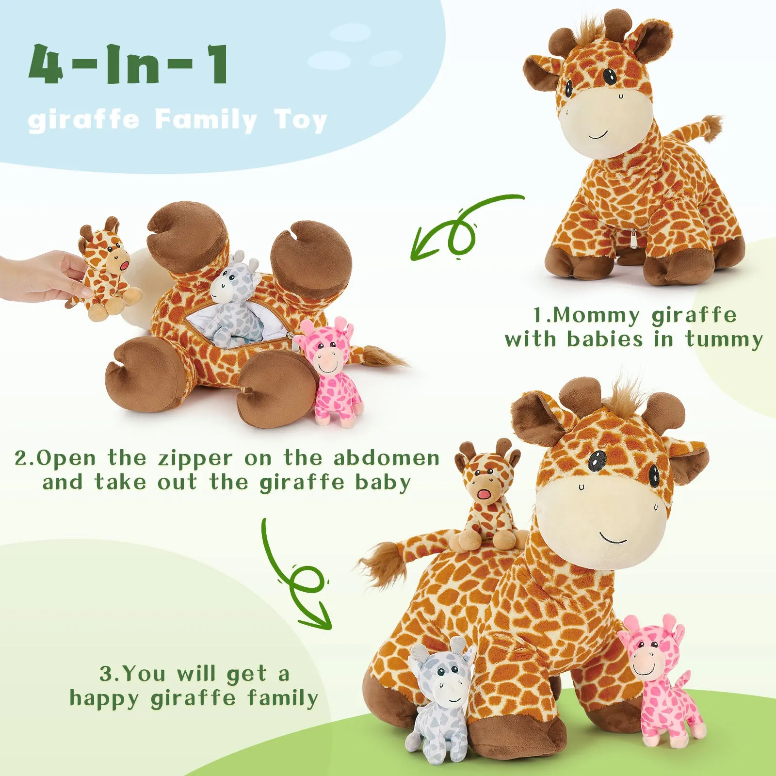 Giraffe Plush Toys Jungle Stuffed Animals, 18 Inches